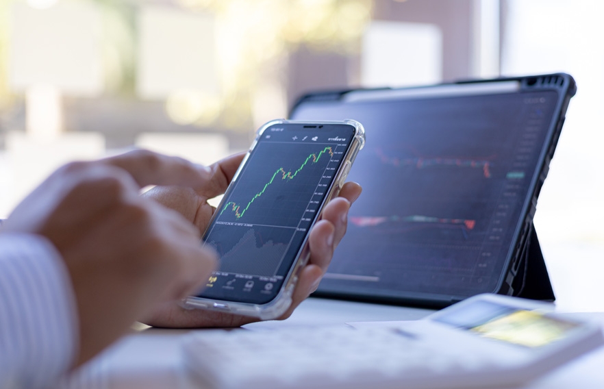 Phone showing assets graph