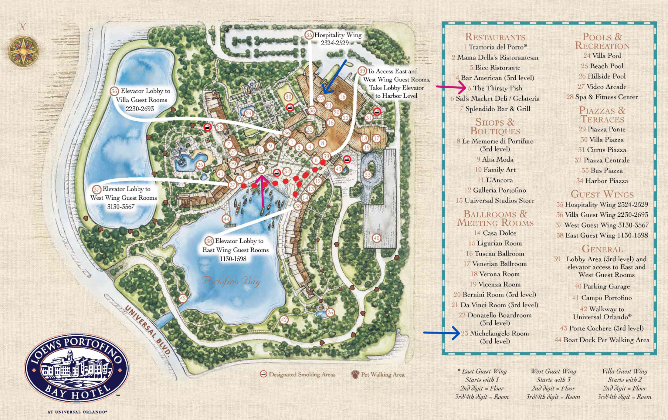 Loews Portofino Bay Hotel Map